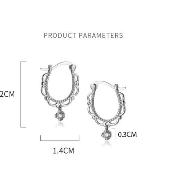 *NEW 925 Sterling Silver Lace Diamond Huggie Hoops - Picture 11 of 11